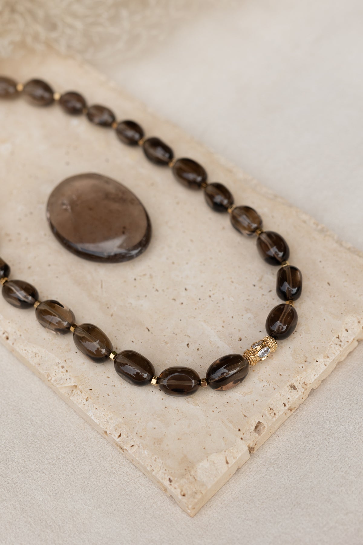 Coliier Tia quartz fumé marron