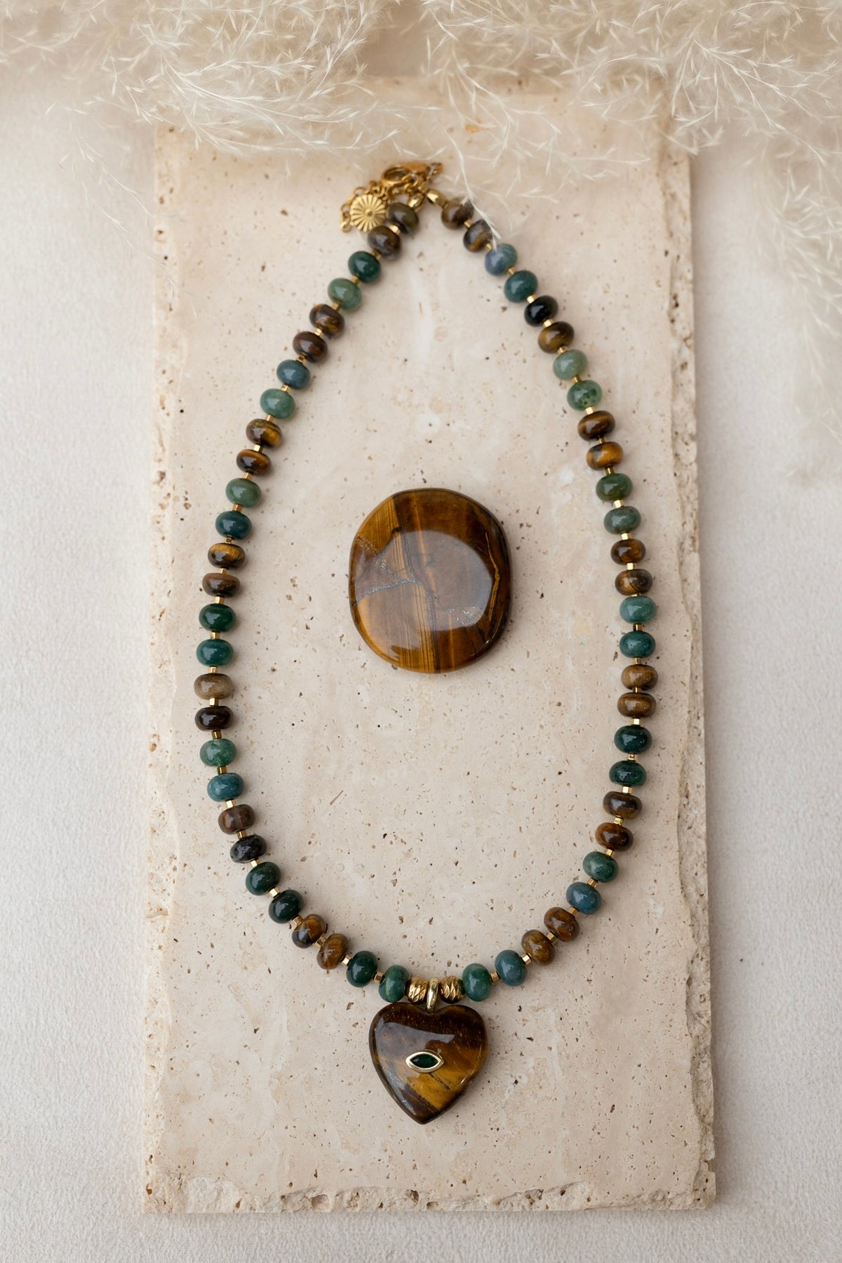 Collier Amore oeil du tigre et Aventurine