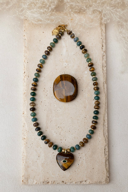 Collier Amore oeil du tigre et Aventurine