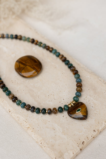Collier Amore oeil du tigre et Aventurine