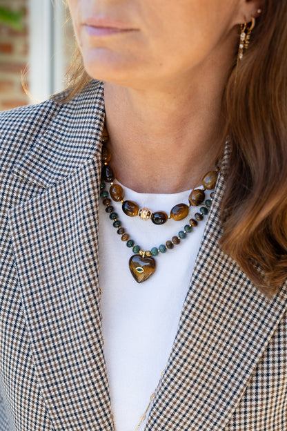 Collier Amore oeil du tigre et Aventurine
