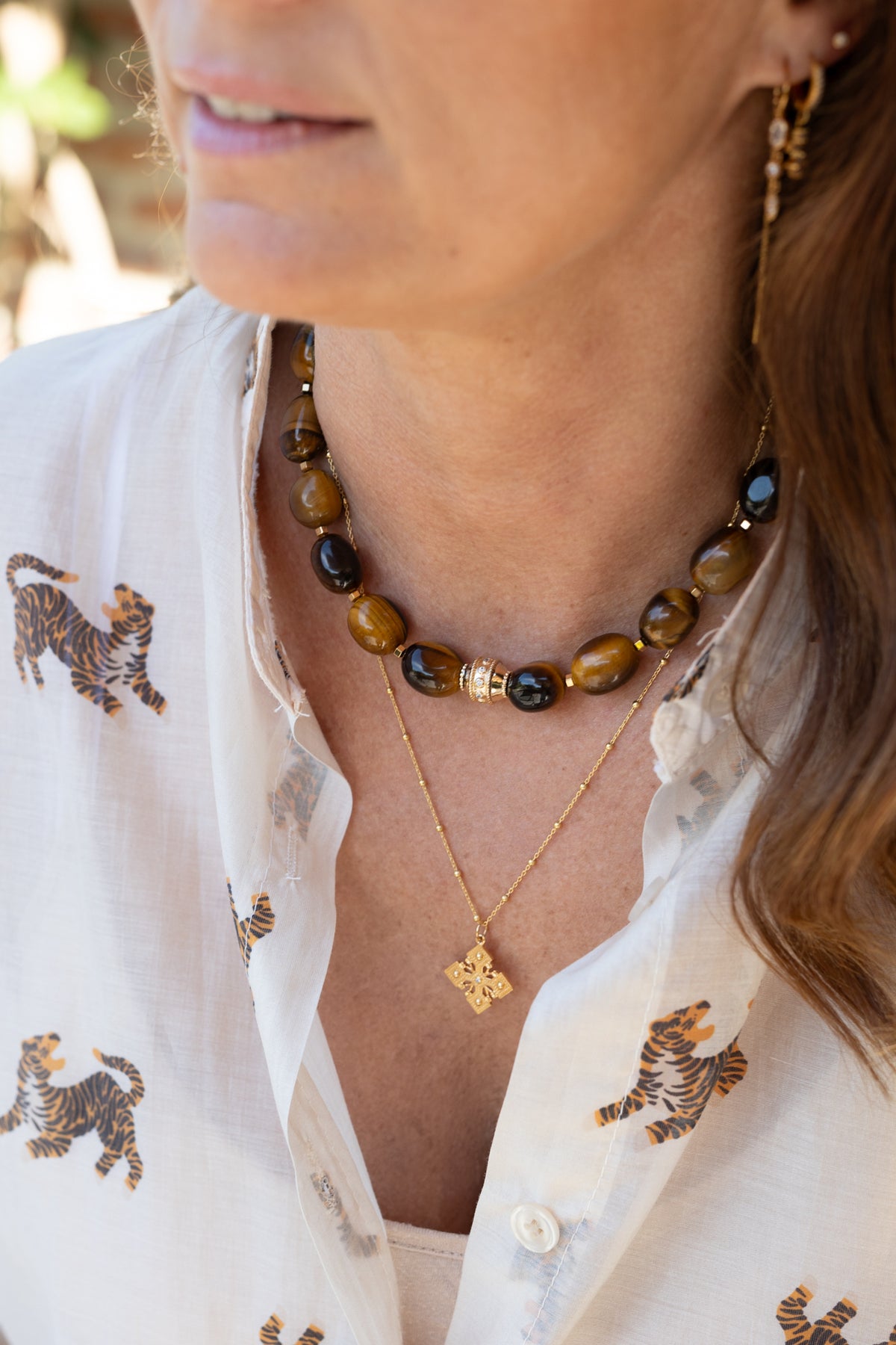 Collier Albane grandes perles oeil du tigre