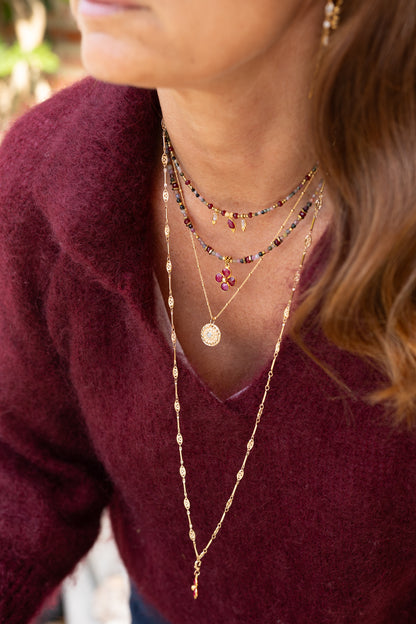 Colliers Tess et Flore en pierres de tourmaline multicolore