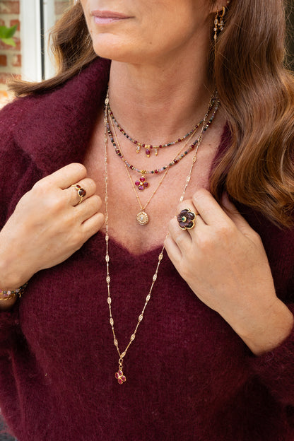Colliers Tess et Flore en pierres de tourmaline multicolore