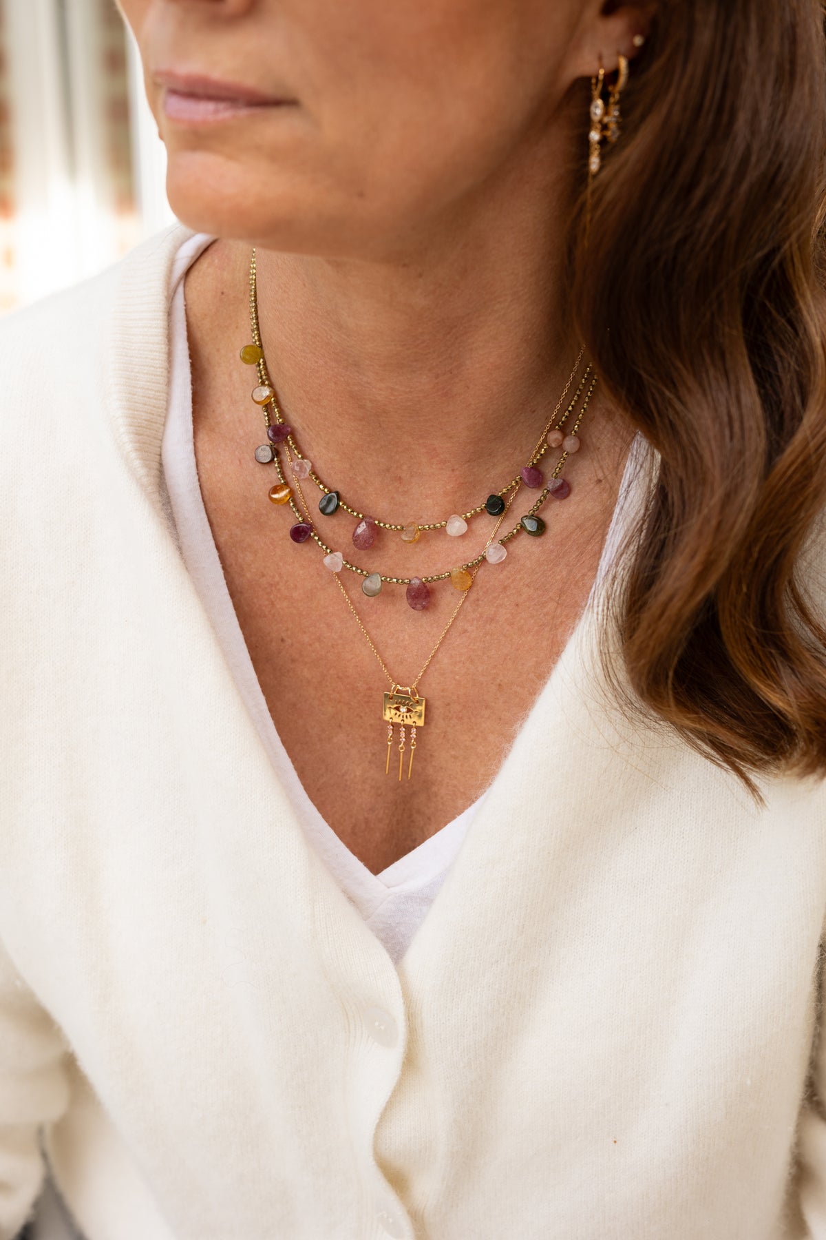 Collier Charlize tourmaline rose pierres fines 