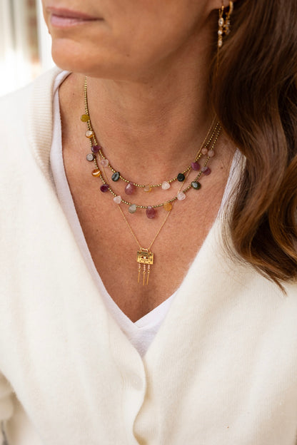 Collier Charlize tourmaline rose pierres fines 
