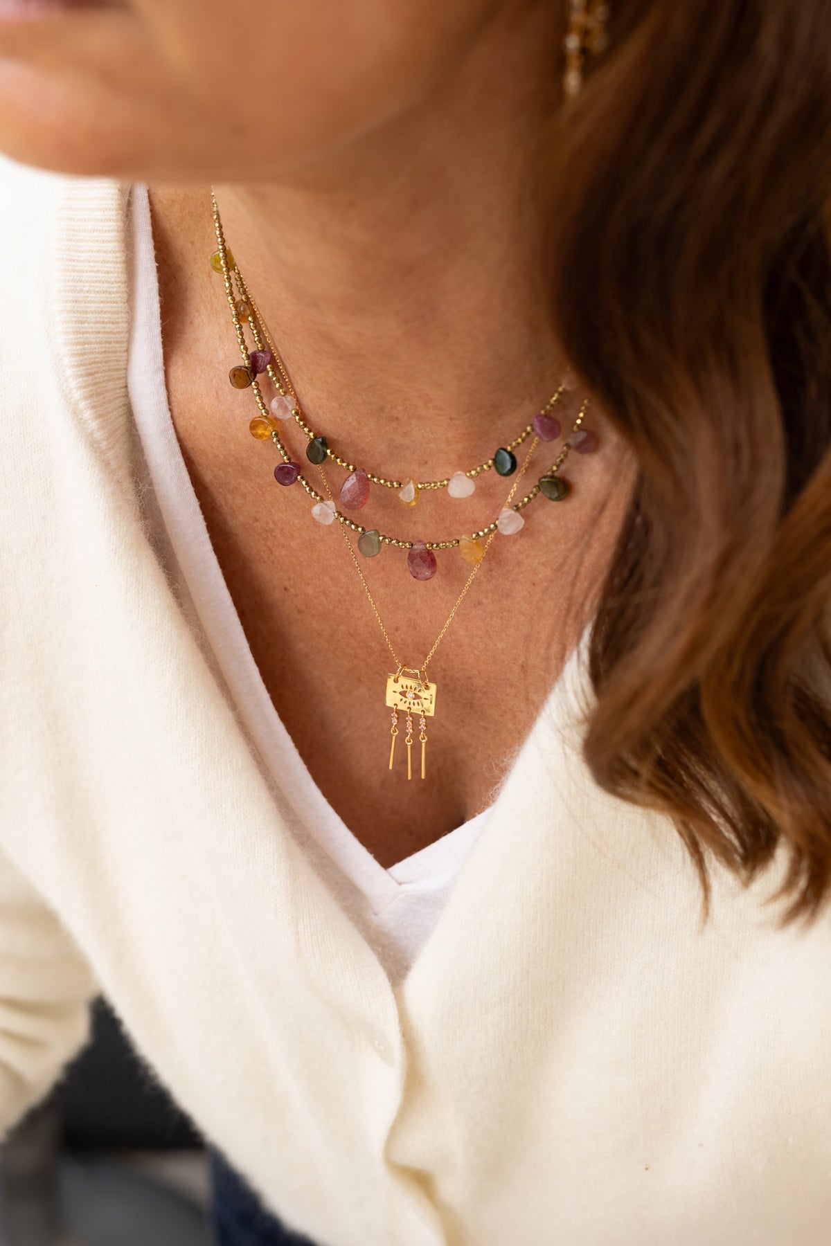 Collier Charlize tourmaline rose pierres fines 