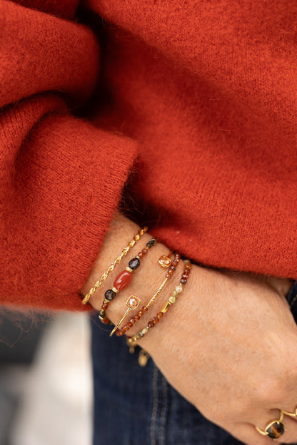 Bracelet Tiago pierres quratz fumé, cornaline obsidienne