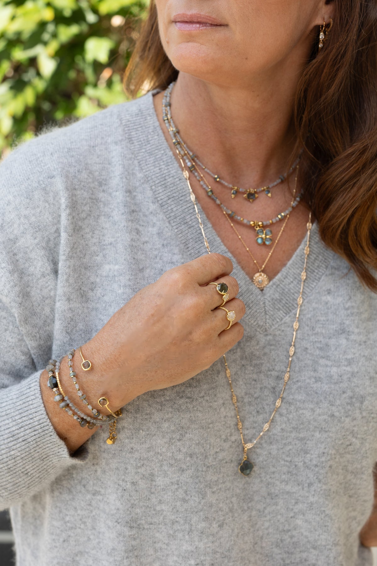 Bracelet Costanza labradorite nacre grise