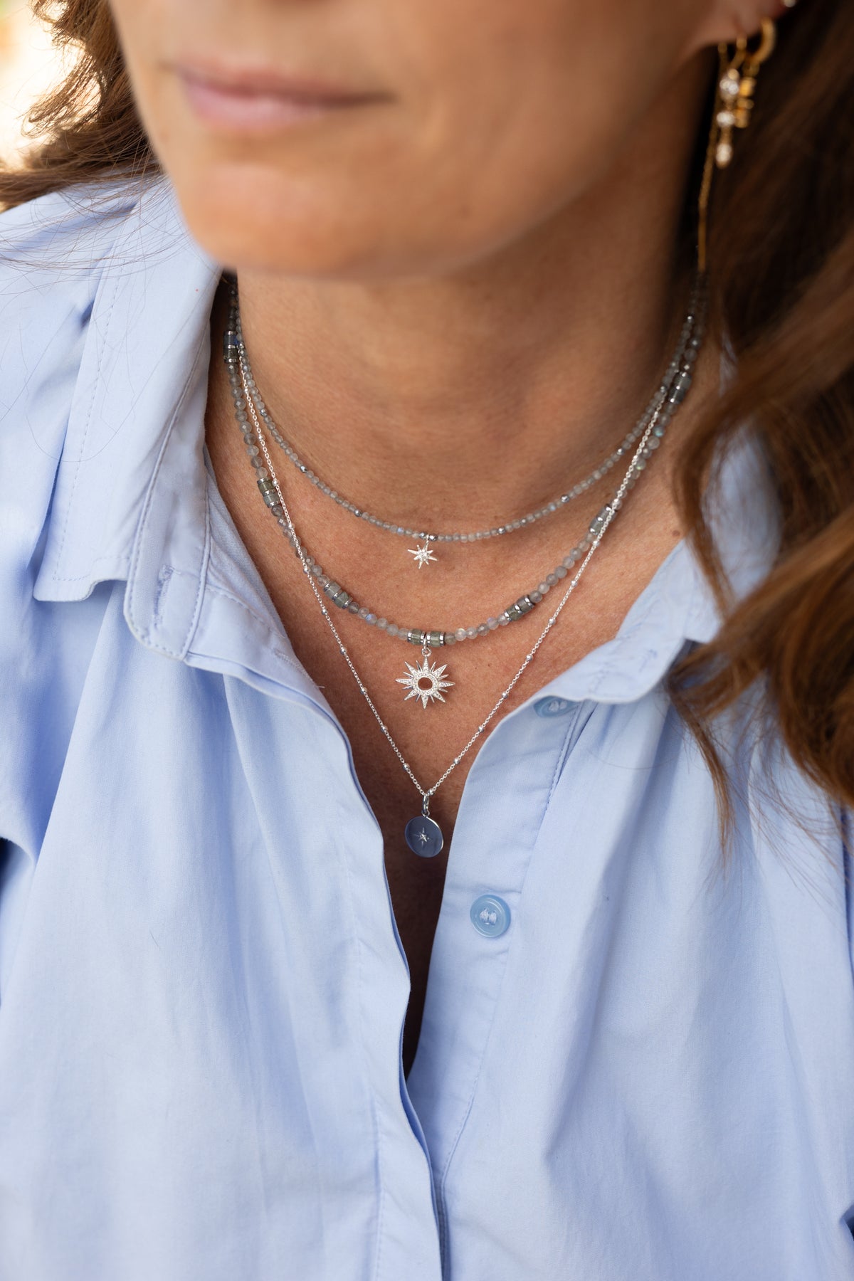 Collier Sunny labradorite argent