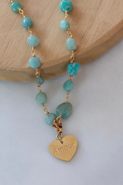 Sautoir Amour en pierres d'Amazonite