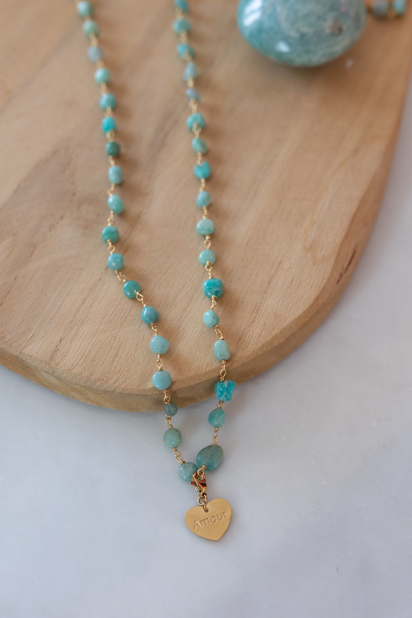 Sautoir Amour en pierres d'Amazonite