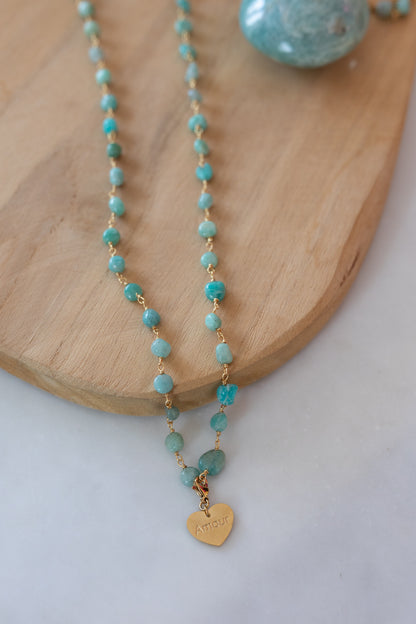 Sautoir Amour en pierres d'Amazonite