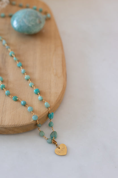 Sautoir Amour en pierres d'Amazonite