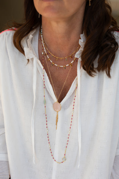 Collier Sélène quartz rose