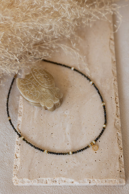 Collier Maya  et Aguila en pierre d'obsidienne