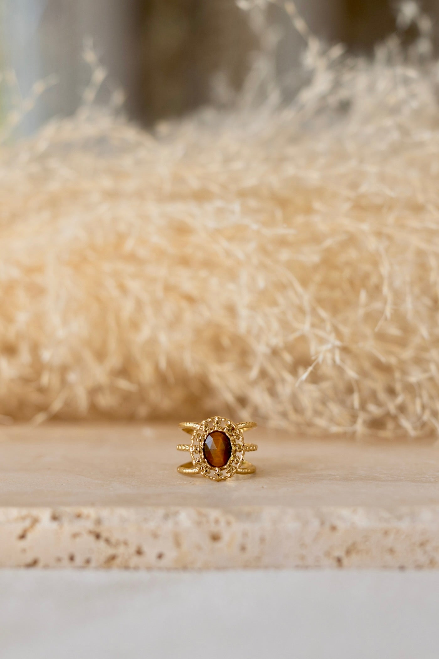 Bague en pierre d'oeil du tigre
