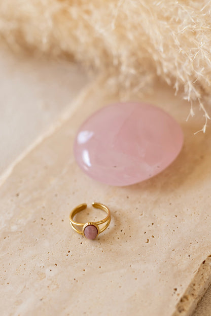 Bague acier inoxydable rhodocrosite