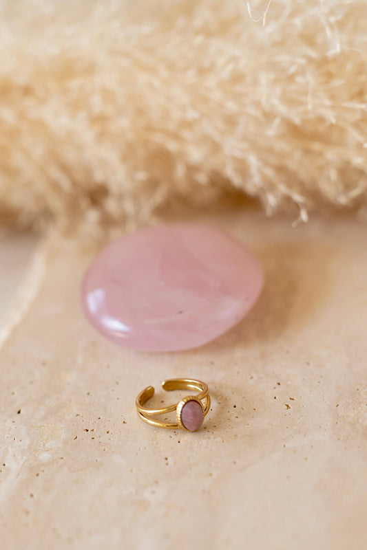 Bague acier inoxydable rhodocrosite
