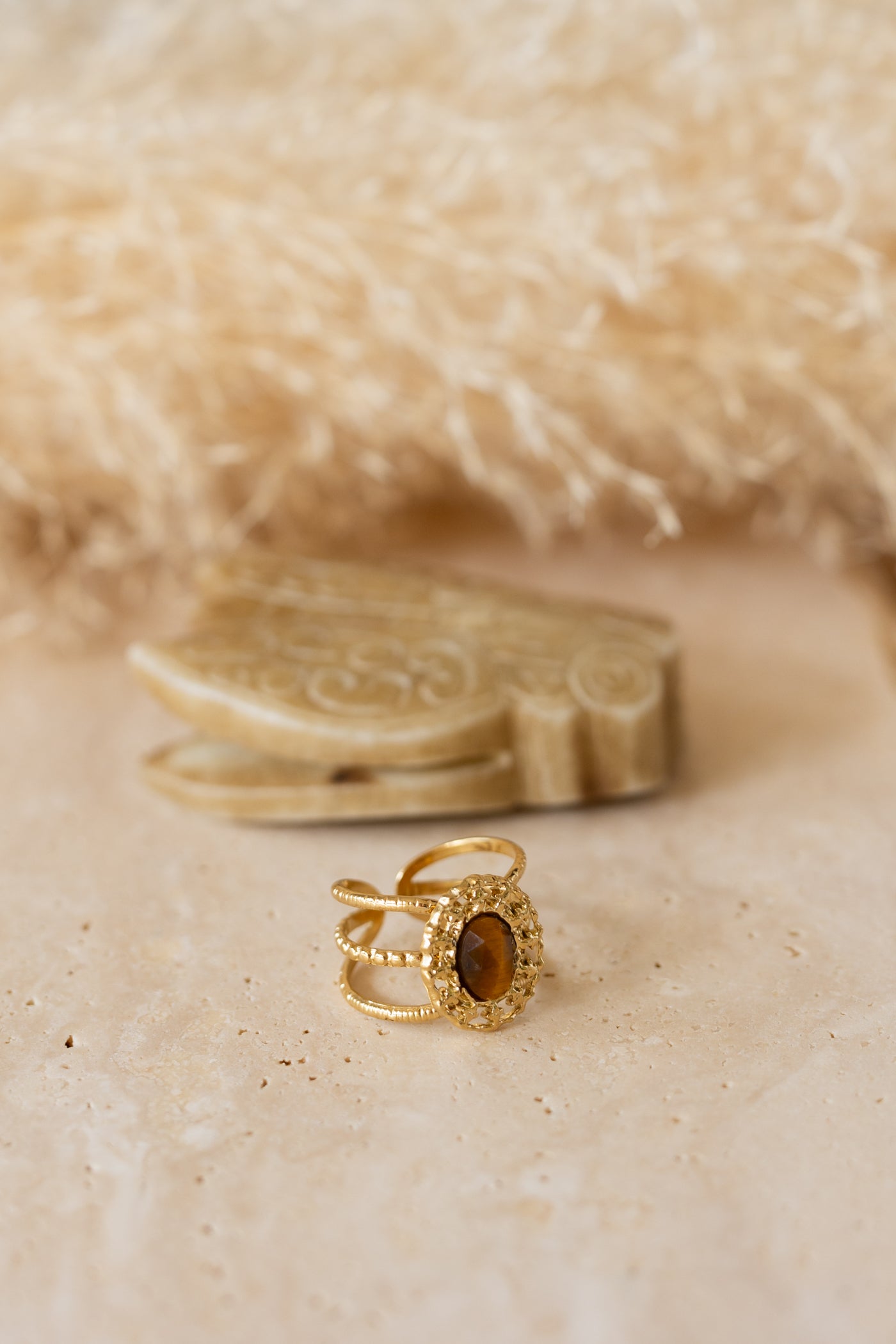 Bague en pierre d'oeil du tigre