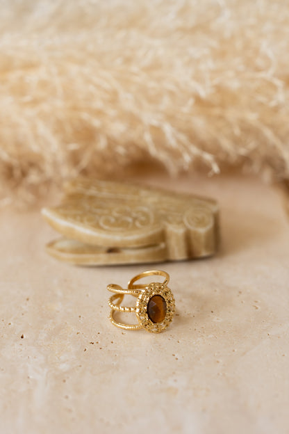 Bague en pierre d'oeil du tigre