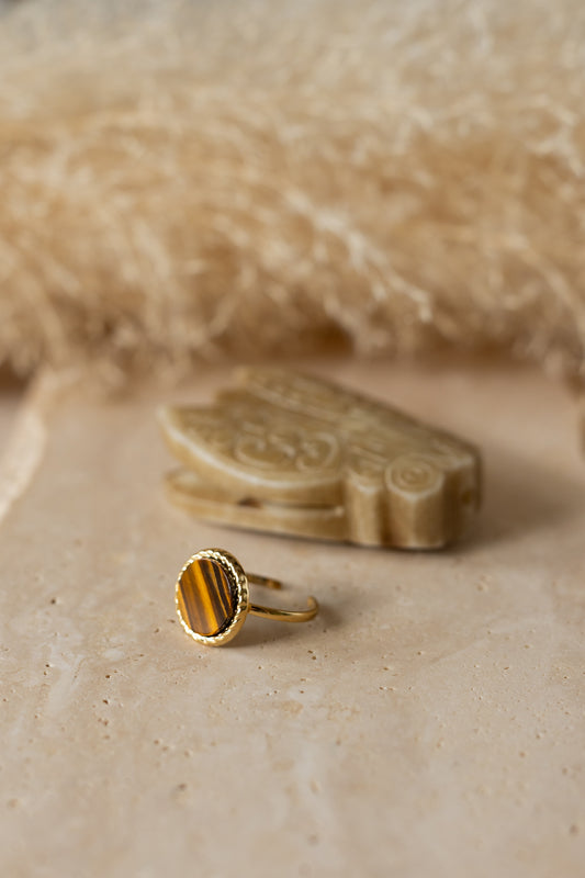 Bague en pierre d'oeil du tigre