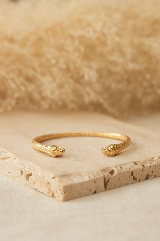 Bracelet jonc snake plaqué or