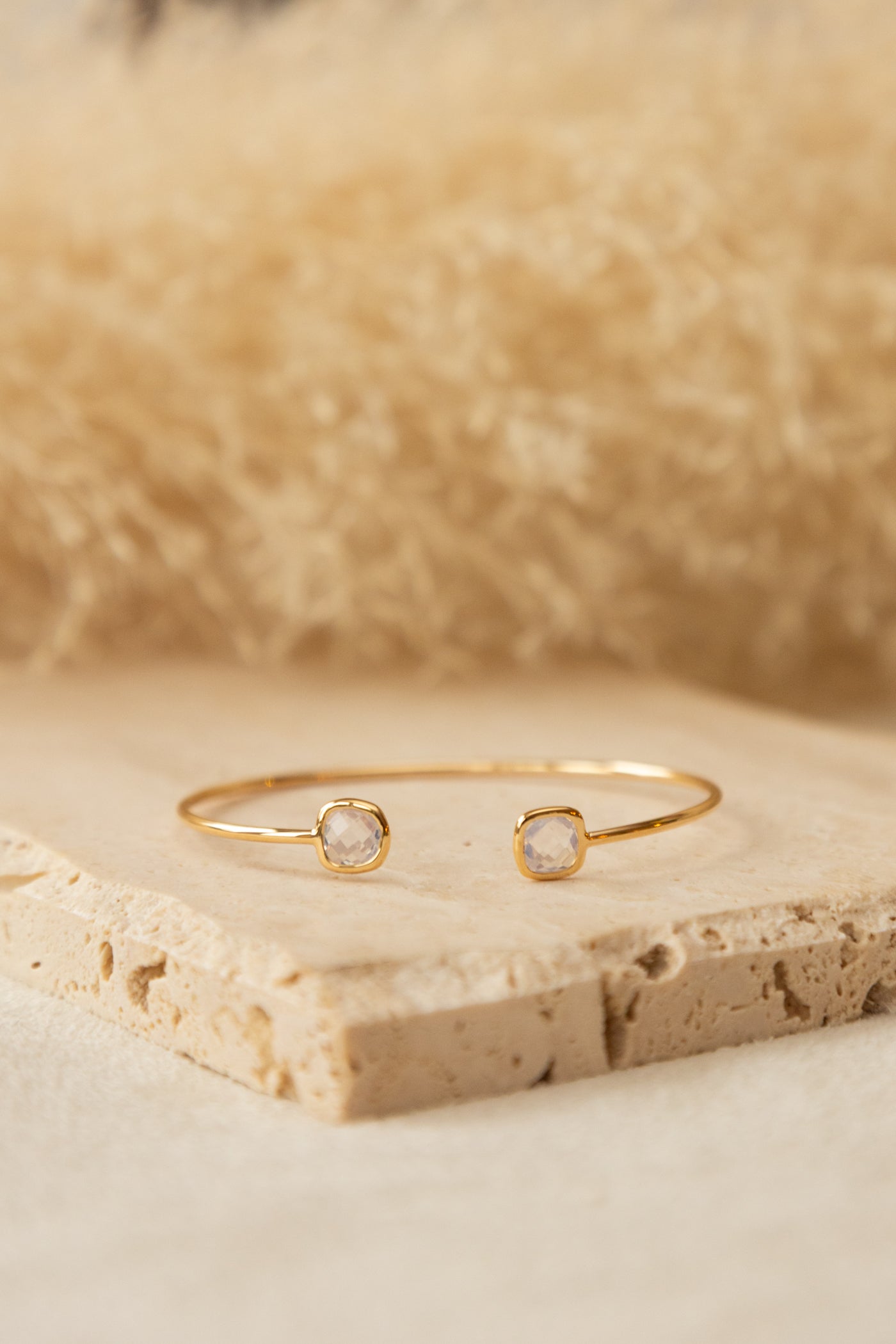 Bracelet jonc Nina quartz blanc 