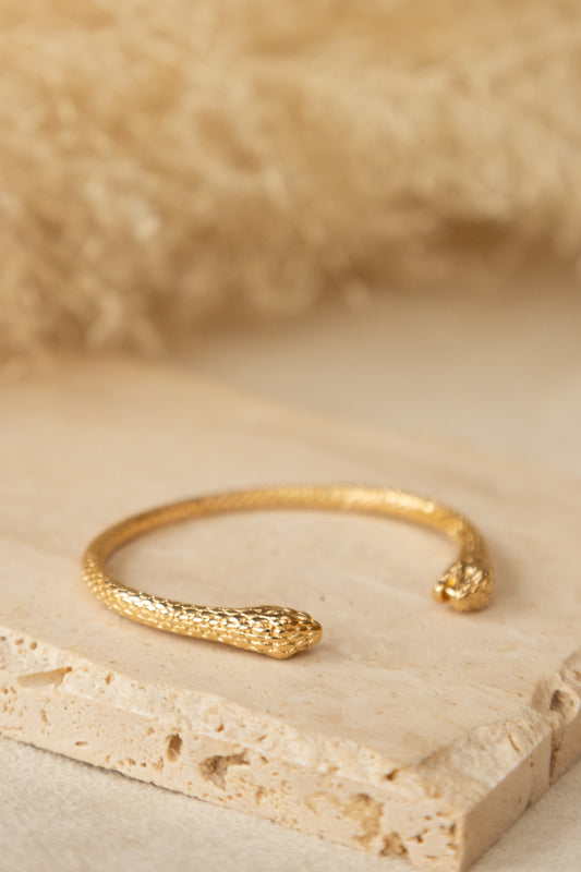 Bracelet jonc snake plaqué or