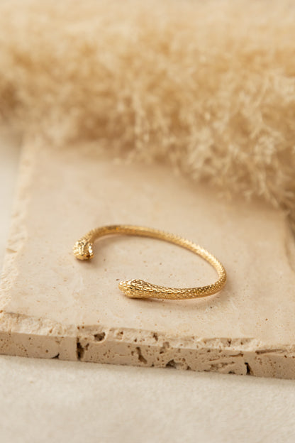 Bracelet jonc snake plaqué or