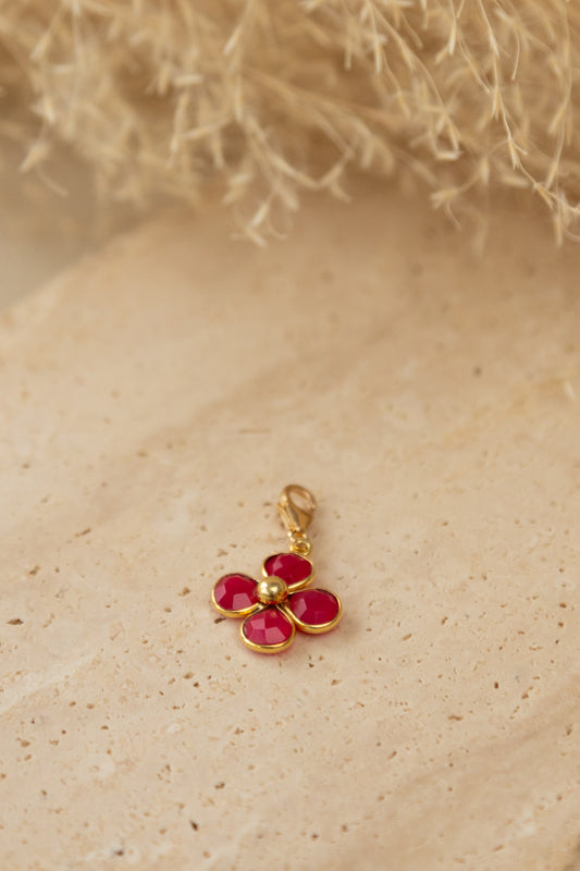 Pendentif Flora calcédoine rose