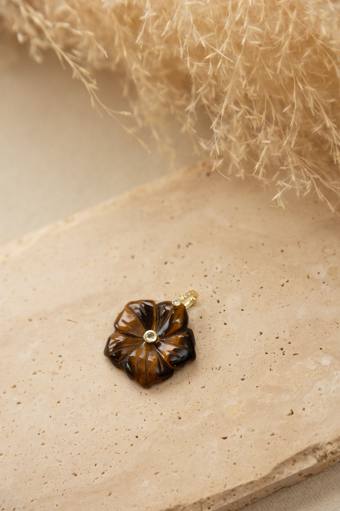 Pendentif Fleur oeil du tigre