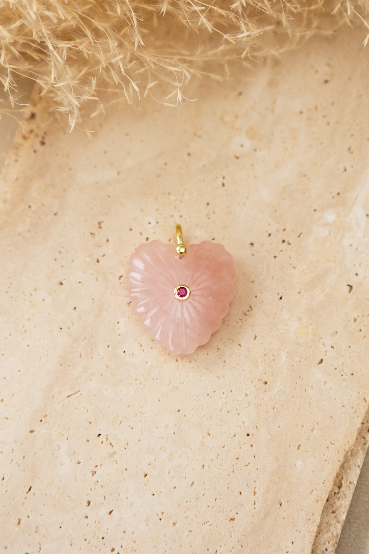 Pendentif Coeur quartz rose