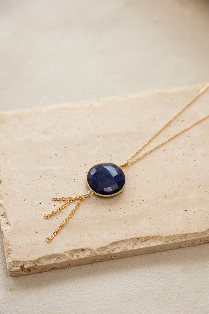 Collier Sélène pierre bleu de Lapis-lazuli