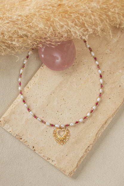 Collier Amore perles d'eau douce et calcédoine
