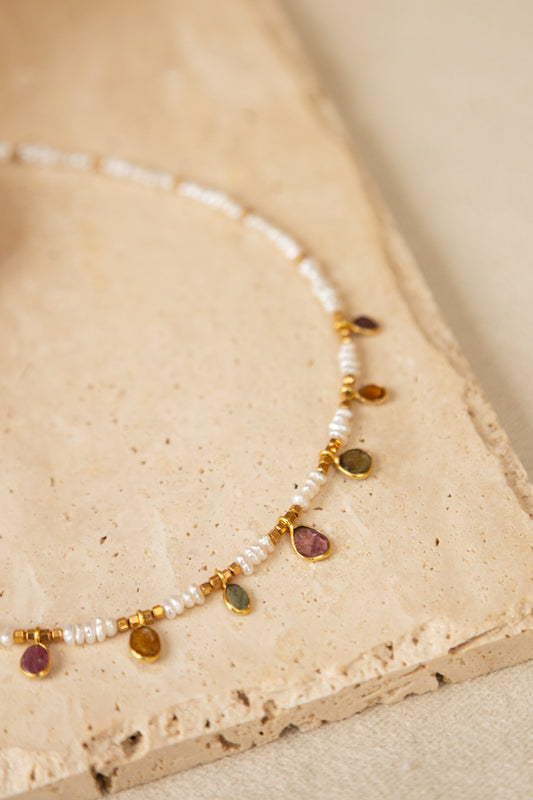Coller Théodora perles et Tourmaline