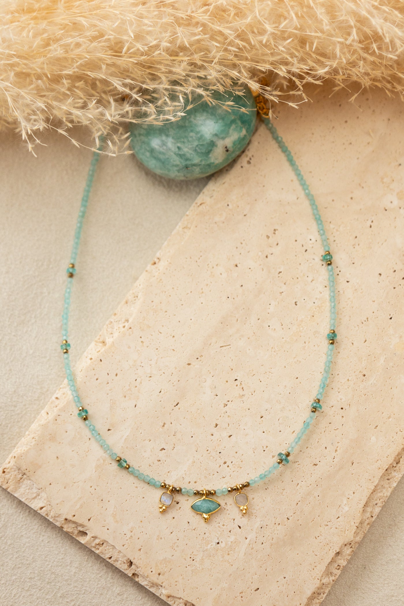 Collier Noor en amazonite et pierre de lune