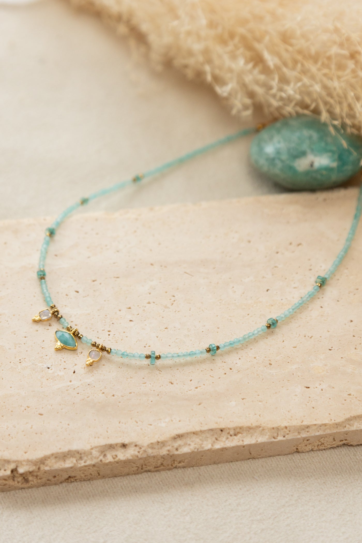 Collier Noor en amazonite et pierre de lune