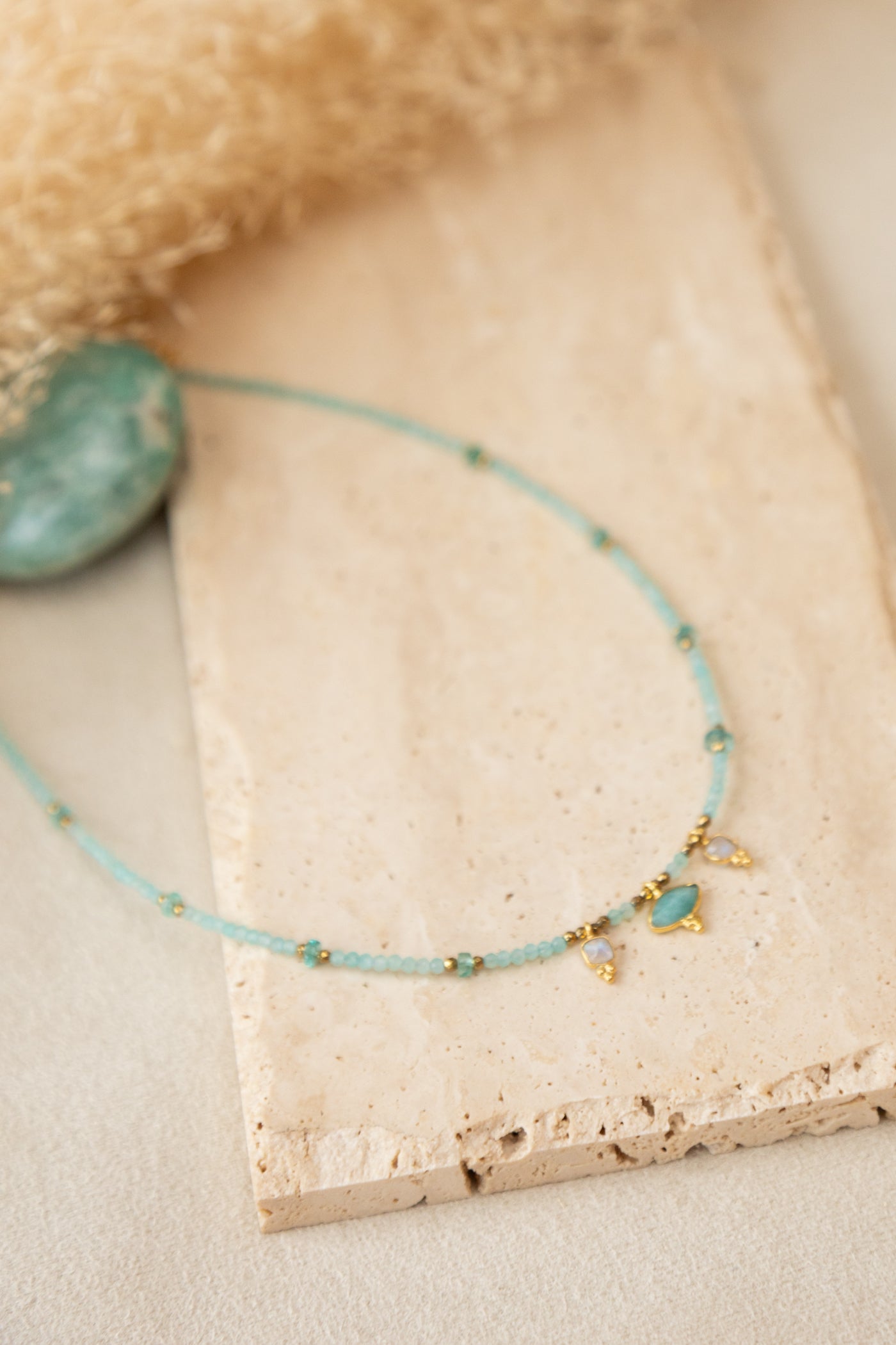 Collier Noor en amazonite et pierre de lune