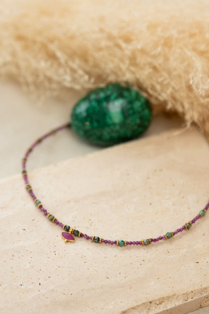 Collier Tessa pierre de rubis chrysocolle