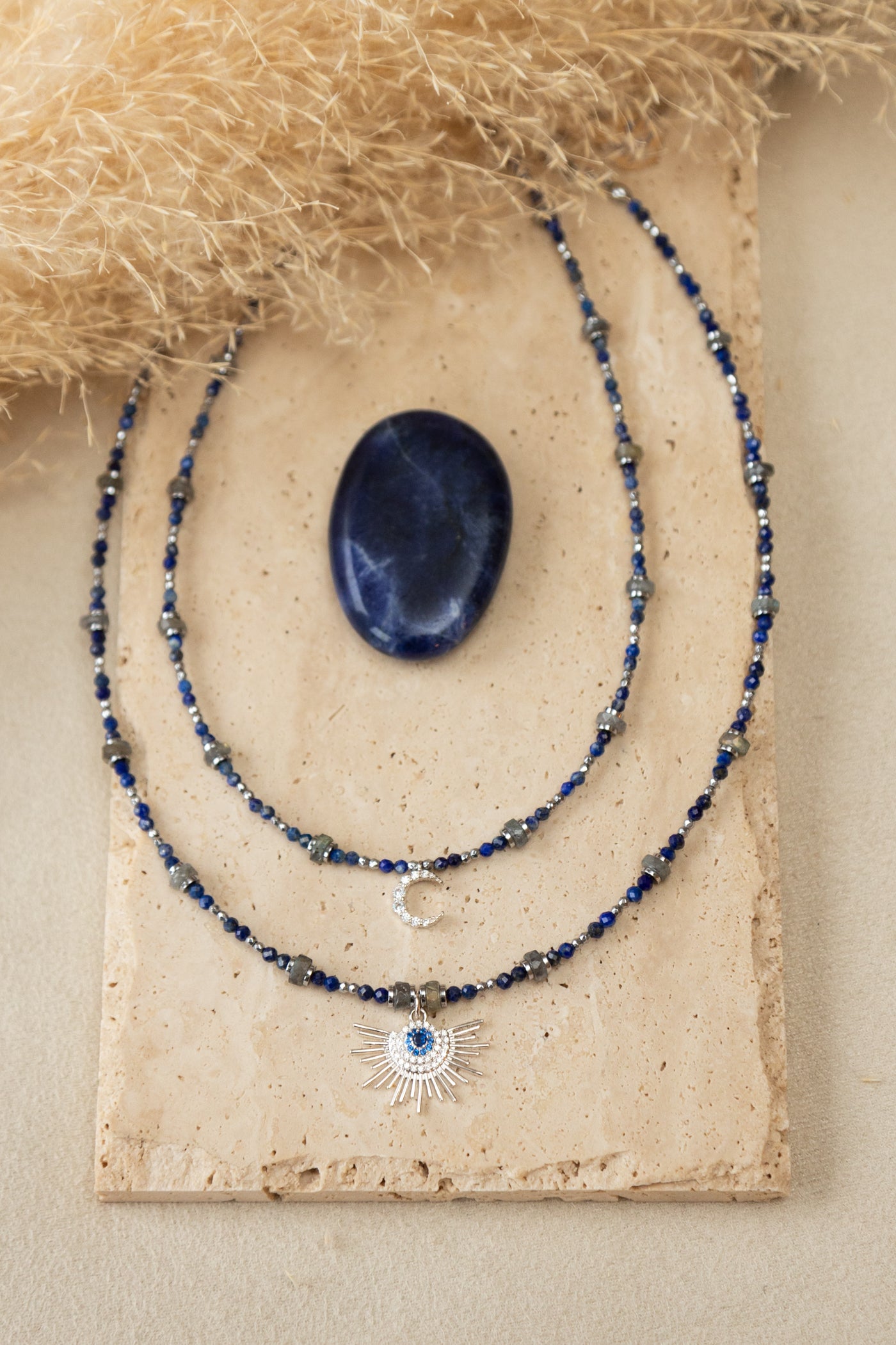 Collier Zénia argent lapis-lazuli et labraorite