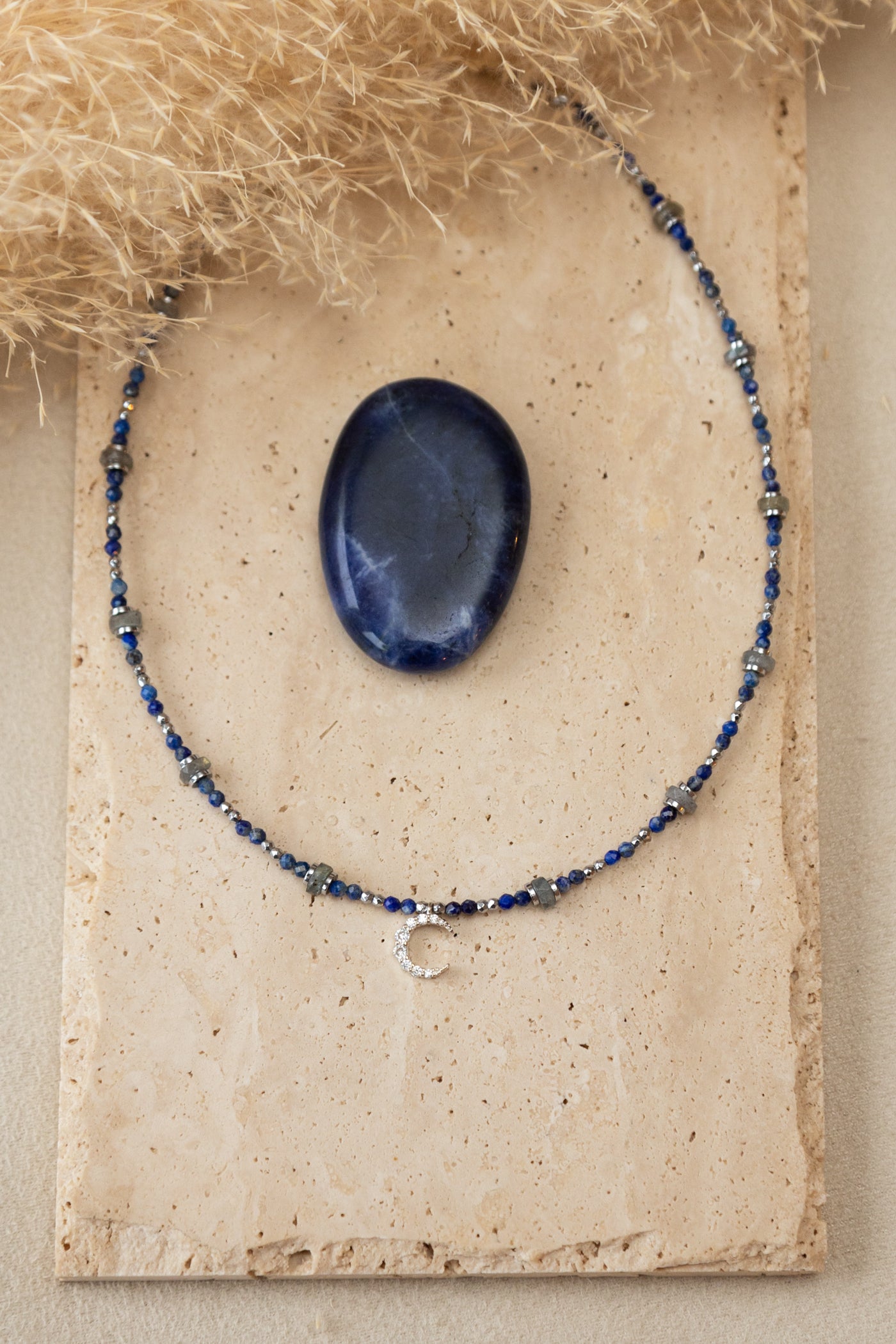 Collier Luna argent lapis-lazuli et labradorite