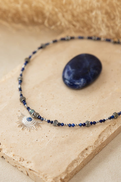 Collier Zénia argent lapis-lazuli et labraorite