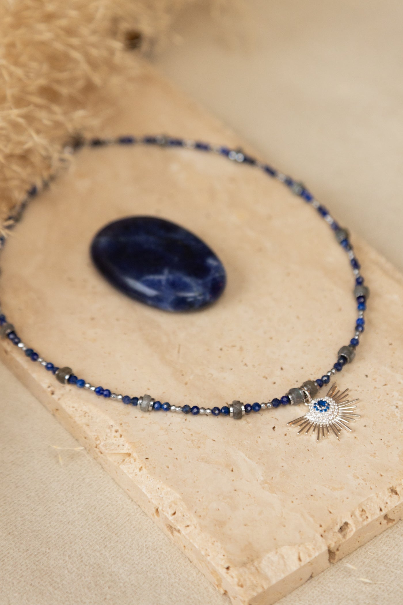 Collier Zénia argent lapis-lazuli et labraorite