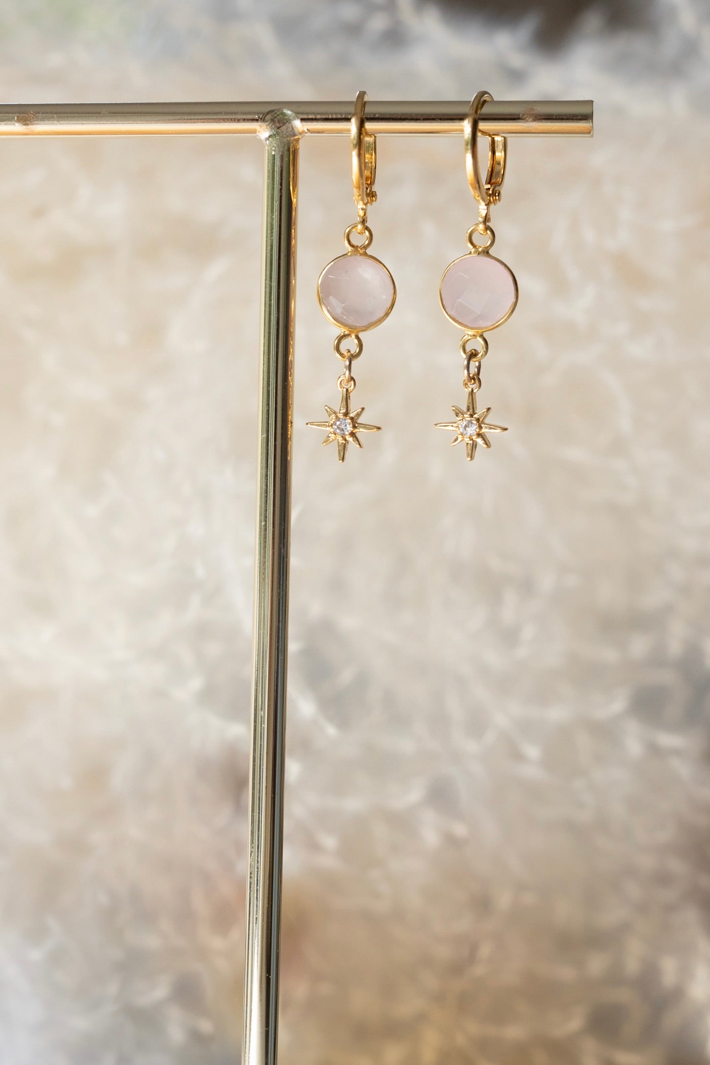 Boucles d'oreilles Stella quartz rose