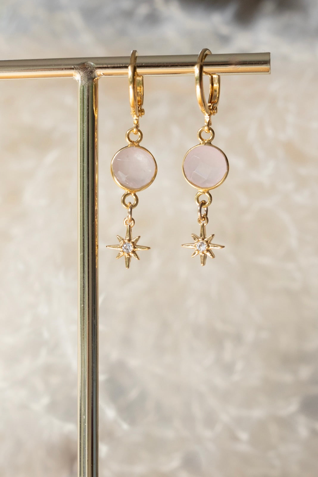 Boucles d'oreilles Stella quartz rose