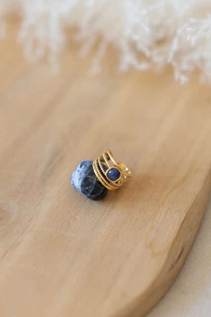 Bague en acier inoxydable et pierre de Lapis-Lazuli