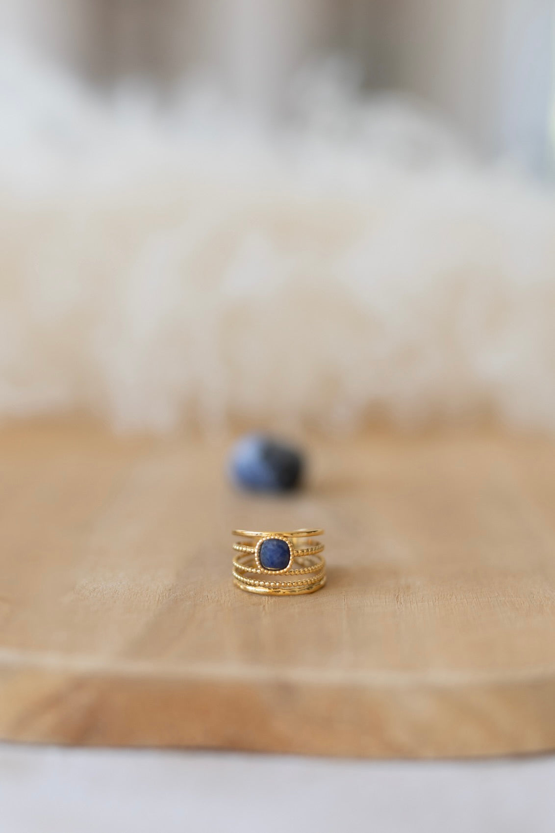 Bague en acier inoxydable et pierre de Lapis-Lazuli