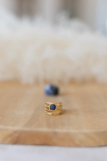 Bague en acier inoxydable et pierre de Lapis-Lazuli