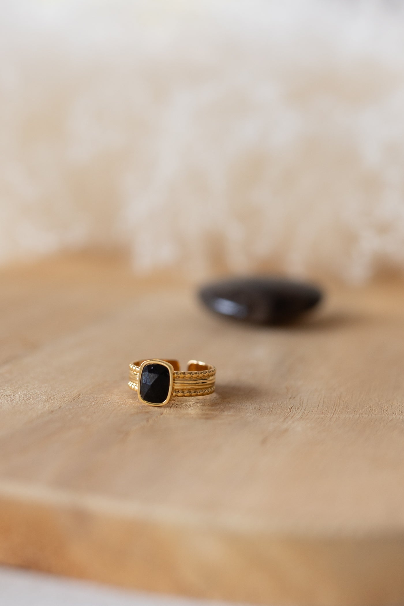 Bague en acier inoxydable et pierre d'Onyx